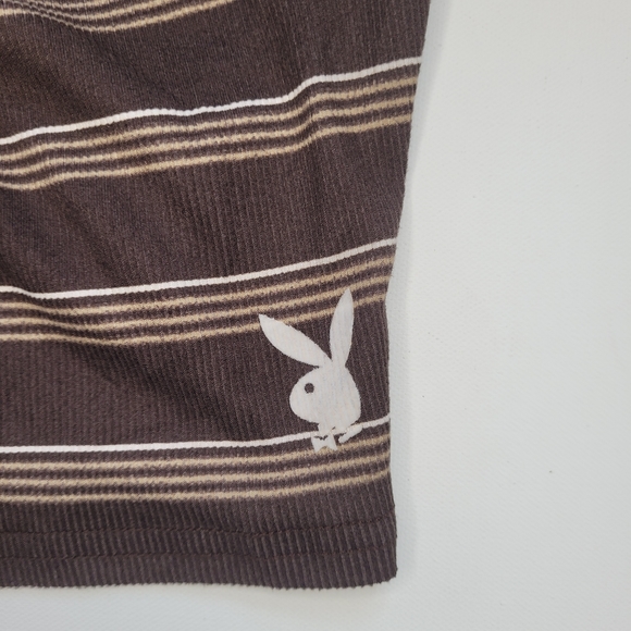 Playboy Brown Striped Tank Top Size Medium - Picture 2 of 4